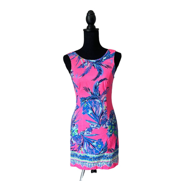 Lilly Pulitzer Dresses & Skirts - Lilly Pulitzer Cotton Pink with Blue Mini Dress Sz 00